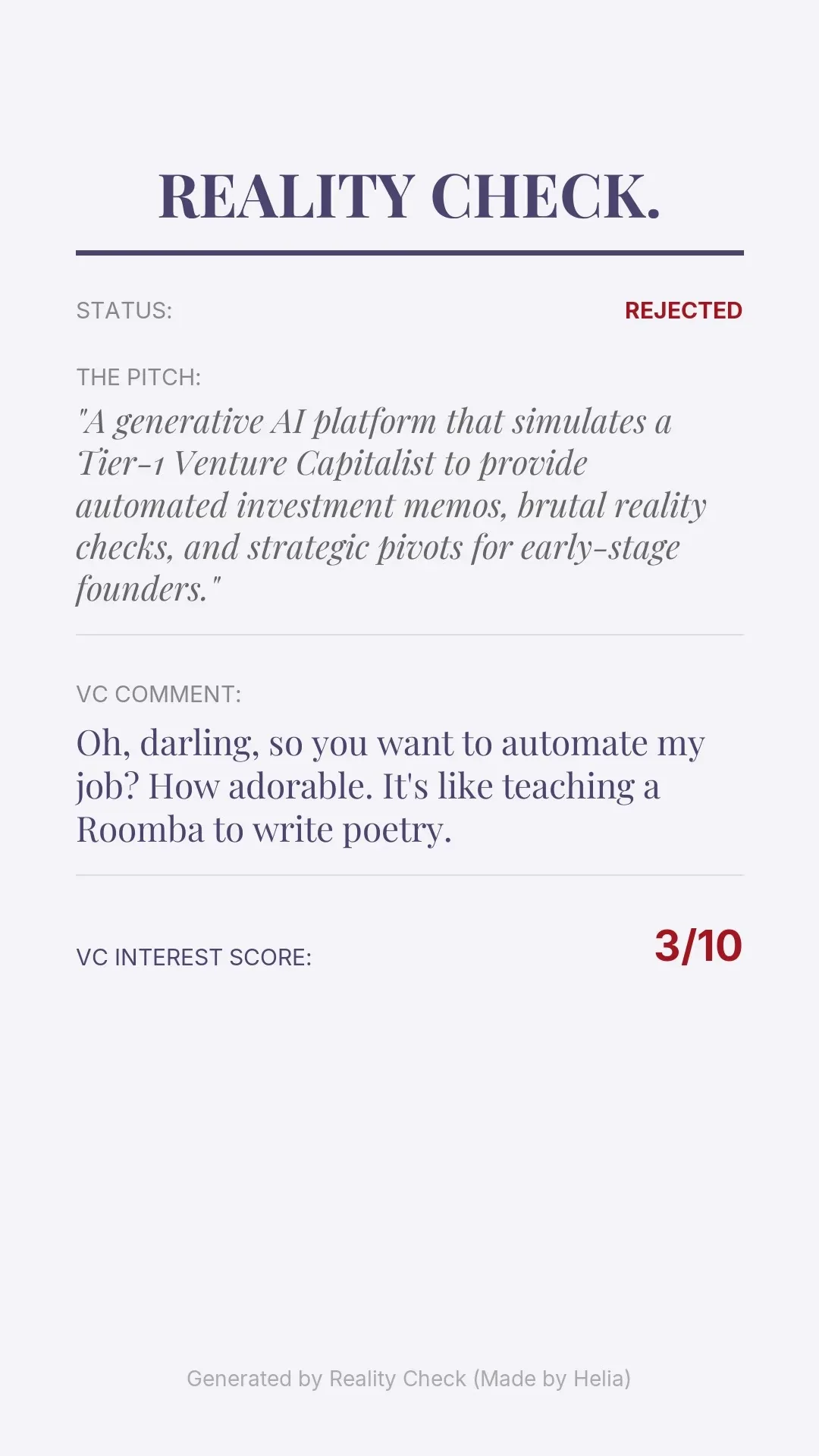 做了一个毒舌 AI VC
