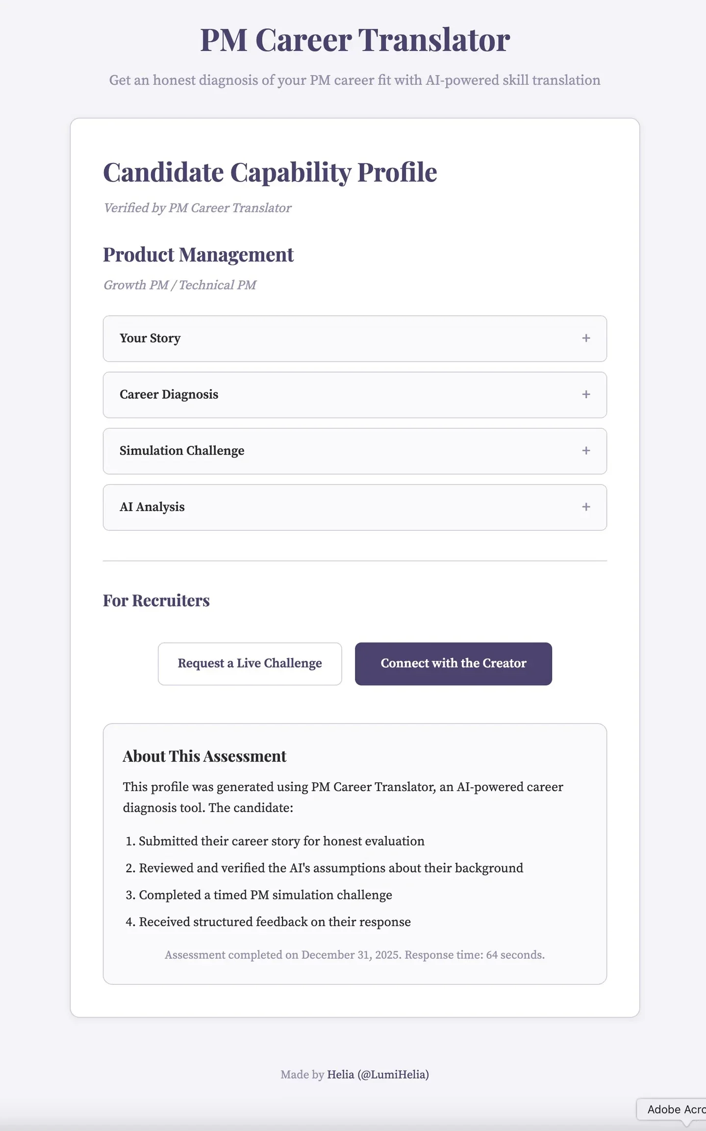 给自己搭了个转职 PM Career Translator 👀